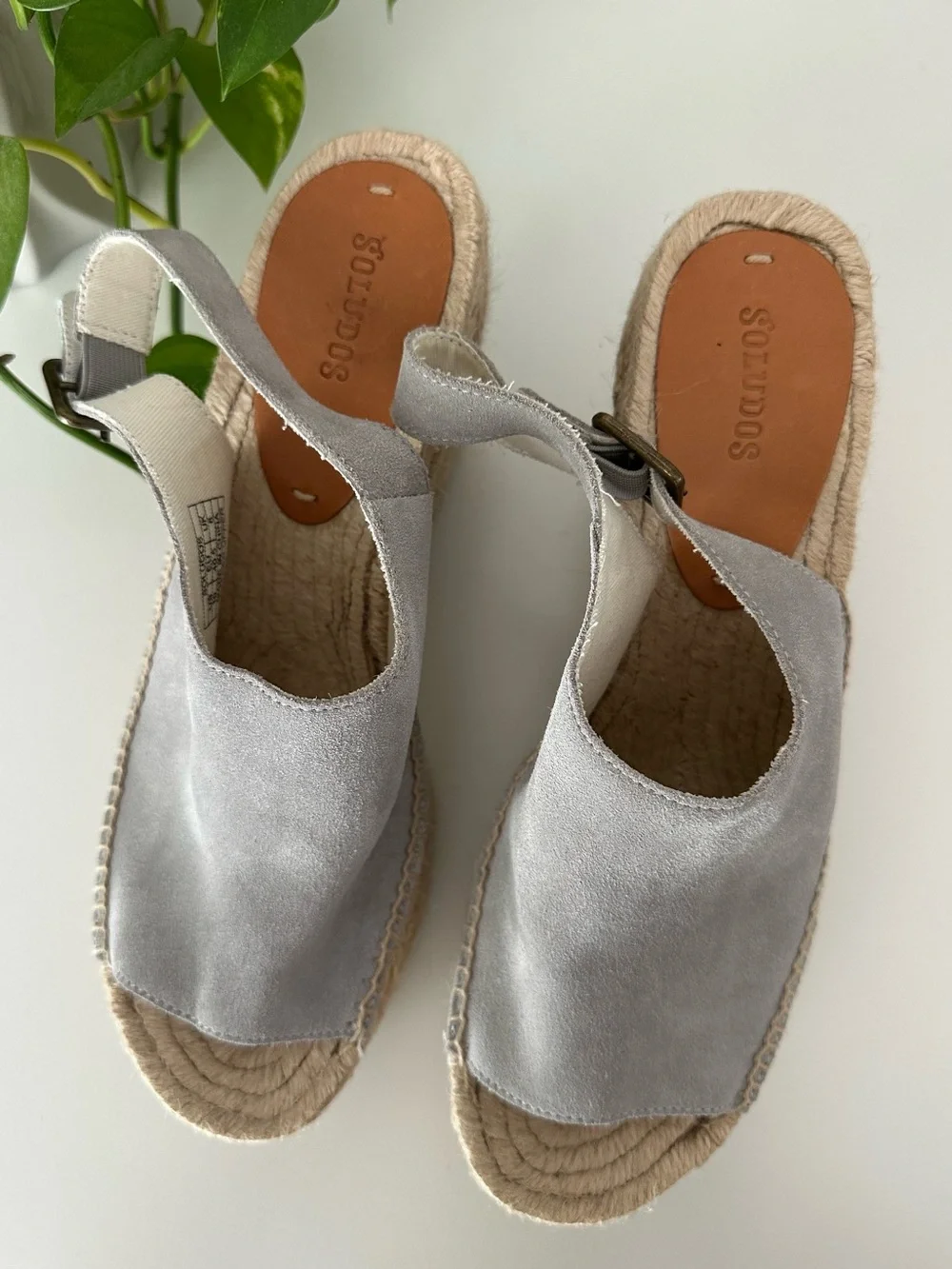 NEW! SOLUDOS Sevilla Espadrille Slingback Platform Wedge Sandals Gray Size 10